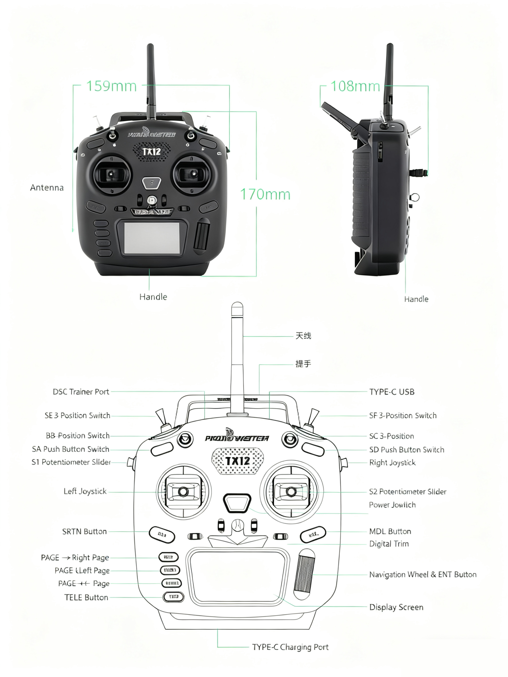 RADIOMASTER TX12 Mark II Radio Controller ELRS CC2500 FCC Mighty FPV Controller