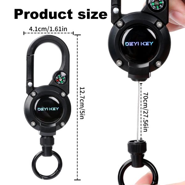 Deyi Badge Reel Multitool Retractable Keychain Clip Id Holder Upgraded 58cm Stainless Steel Cord