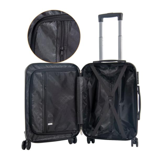 Valise rigide avec roues tournantes, poignée réglable en hauteur et pieds latéraux légers imperméable à l'eau pour les voyages d'affaires