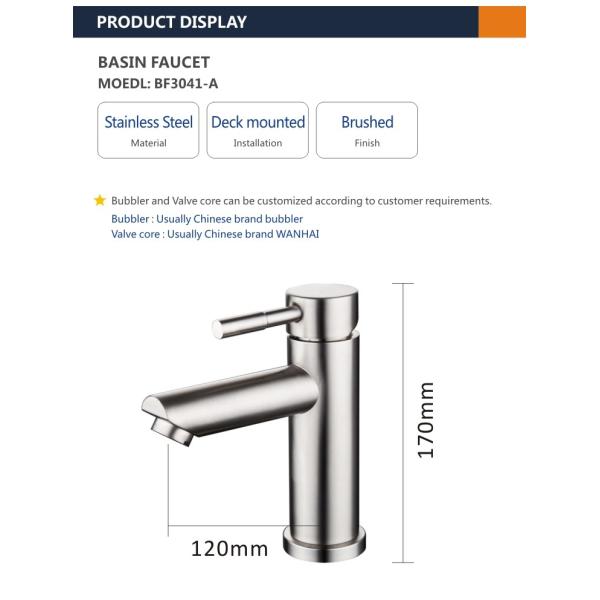304 Stainless Steel Kitchen Faucet Bathroom Tap Hot Cold Basin Mixer Faucet
