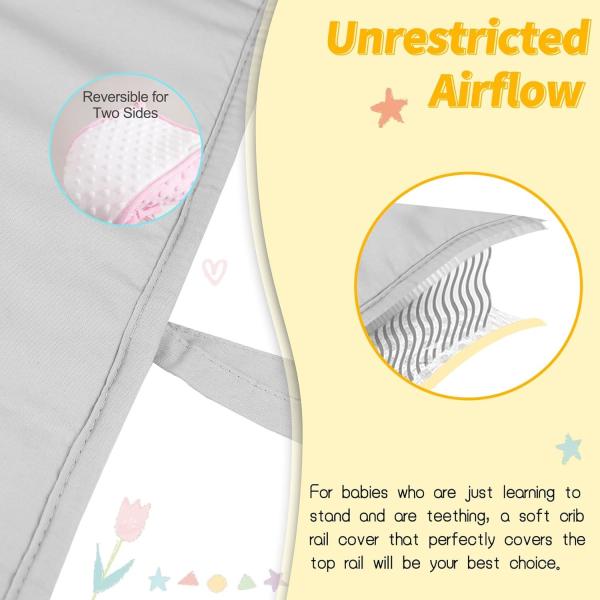 Purple Polyester Baby Bed Rail Guard Cover 4-Piece Set