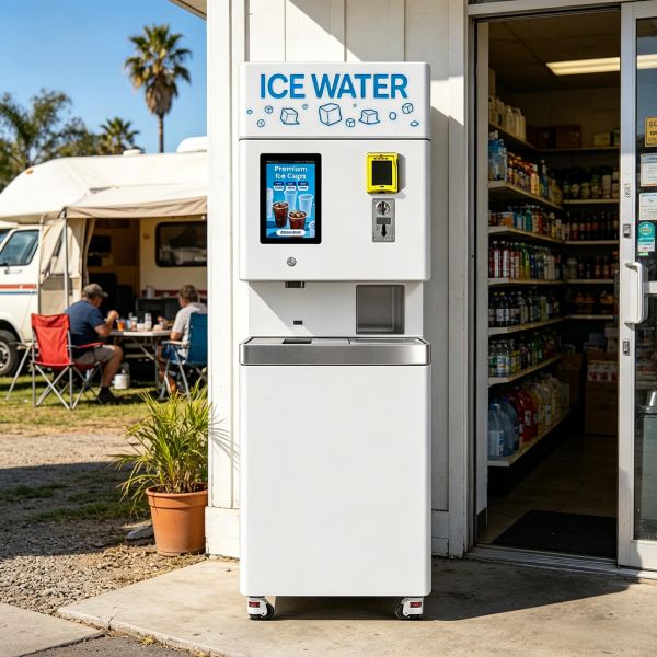 3-in-1 Ice & Water Vending Machine With Galvanized Sheet Material and 4.5kg Ice Storage Capacity Suitable for High-Frequency Trial Scenarios