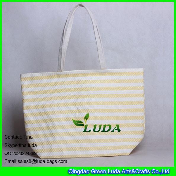 LUDA cheap lady straw bag striped promotional paper straw handbag