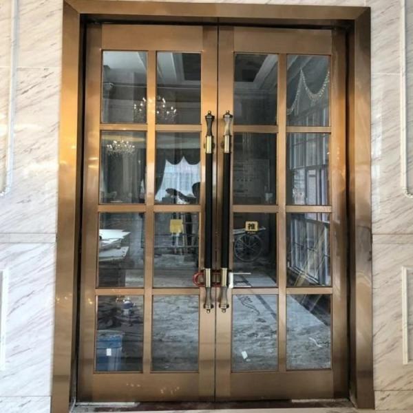 Rectangle Decorative Entry Door Aluminum Tempered Glass Entry Doors