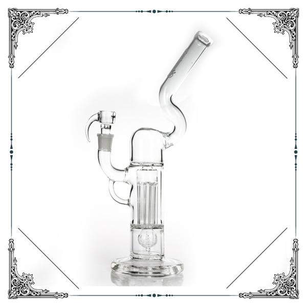 Reinforced 8 Arm Pillar Perc Glass Water Bubbler With Gridded Imperial Smoking Hookah