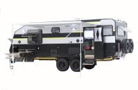 Luxury Aluminum Hard Top Camping Trailer 16ft 20 Ft With Outdoor Shower Kitchen Stove LED Lighting