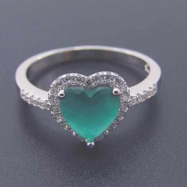 Hot Sale 925 Sterling Silver Heart Shaped Green Zircon Jewelry Sets for Fashion Woman Gift