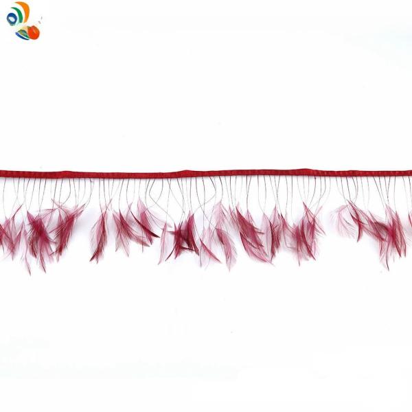 Decoração de festa de padrão tingido Frange de penas Hackle despojado Triming com fitas de fita de cetim