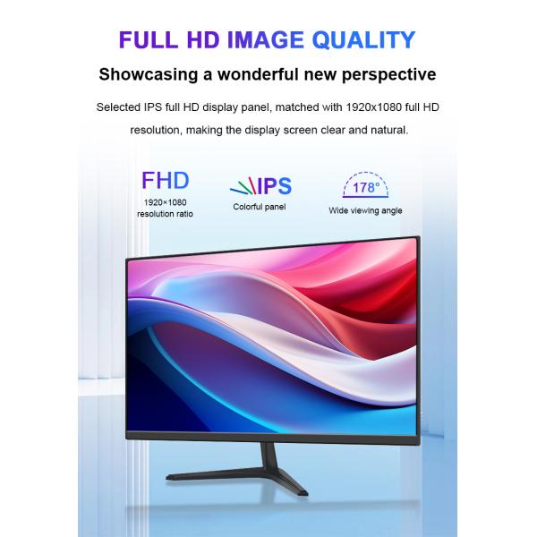 HD 19.5 Inch Office Monitor 60Hz 75Hz 100Hz CCTV System Audio Function Fixed Bracket