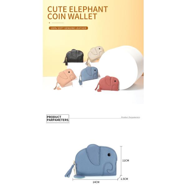 Первый слой коровьей кожи Женский кошелек Новый слон Творческий тазл Застежка сумка кожаная ключевая сумка монета сумка