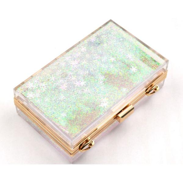 Elegant Purple Transparent Box Clutch Bag , Women Clear Acrylic Handbags