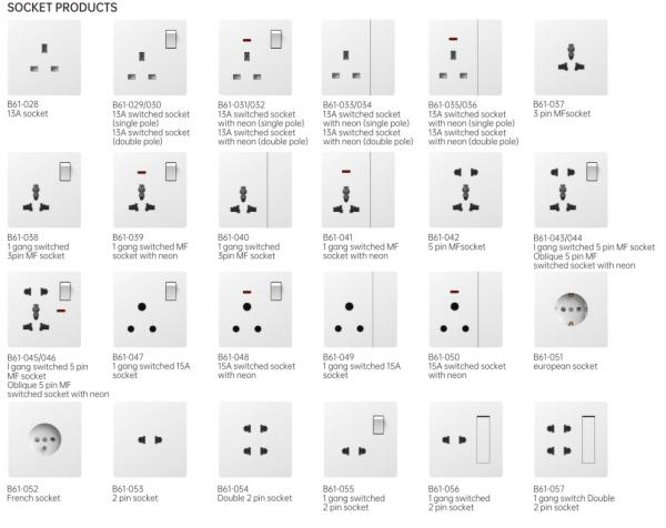 Factory Wholesale 10A, 13A, 16A, 20A, 45A New Design PC Ultra-thin Modern Luxury Wall Switch Socket