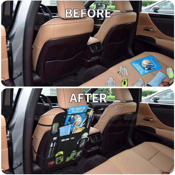 600D Oxford Cloth Car Seat Back Organizer Durable With 9 Storage Pockets