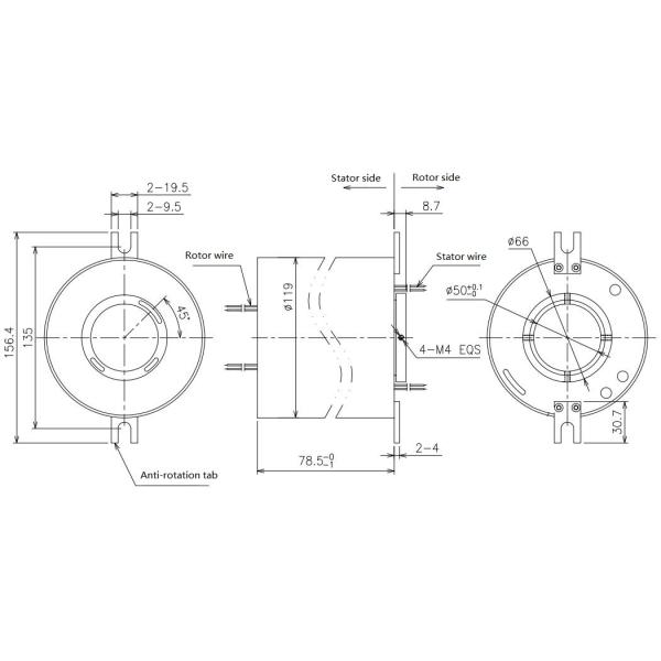 Снабжение жилищем 150rpm 200rpm алюминиевого сплава через кольцо выскальзывания отверстия