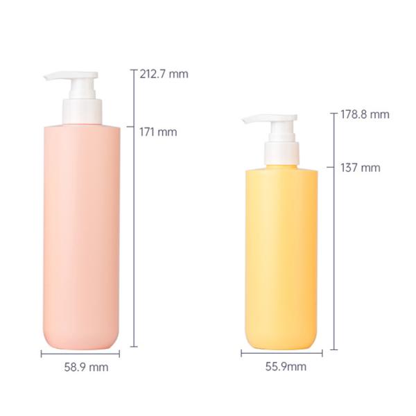 300/450 ml Botella de HDPE de color amarillo/rosa lisa con bomba blanca