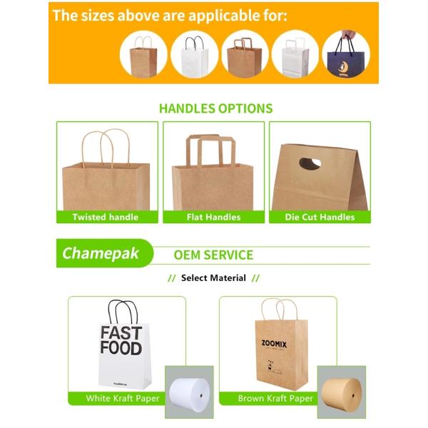 Wholesales Custom Logo Printed Cheap Recycled Take Away Food Packaging Shopping Brown Paper Bag With Twisted/Flat Handle