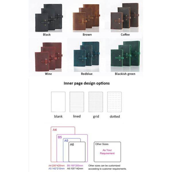 Personalised PU Leather Bound Notebook Journal Printing Stationery Diary