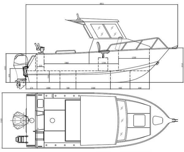 Center Cabin Aluminum Fishing Boats 8m / 26ft Basic length corrosion resistance