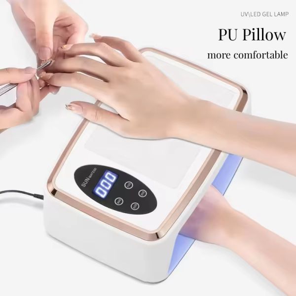 2-in-1 Hand Pillow UV LED Nail Lamp with 90 PCS Light Beads and 380W High Power for Salon and Home Use