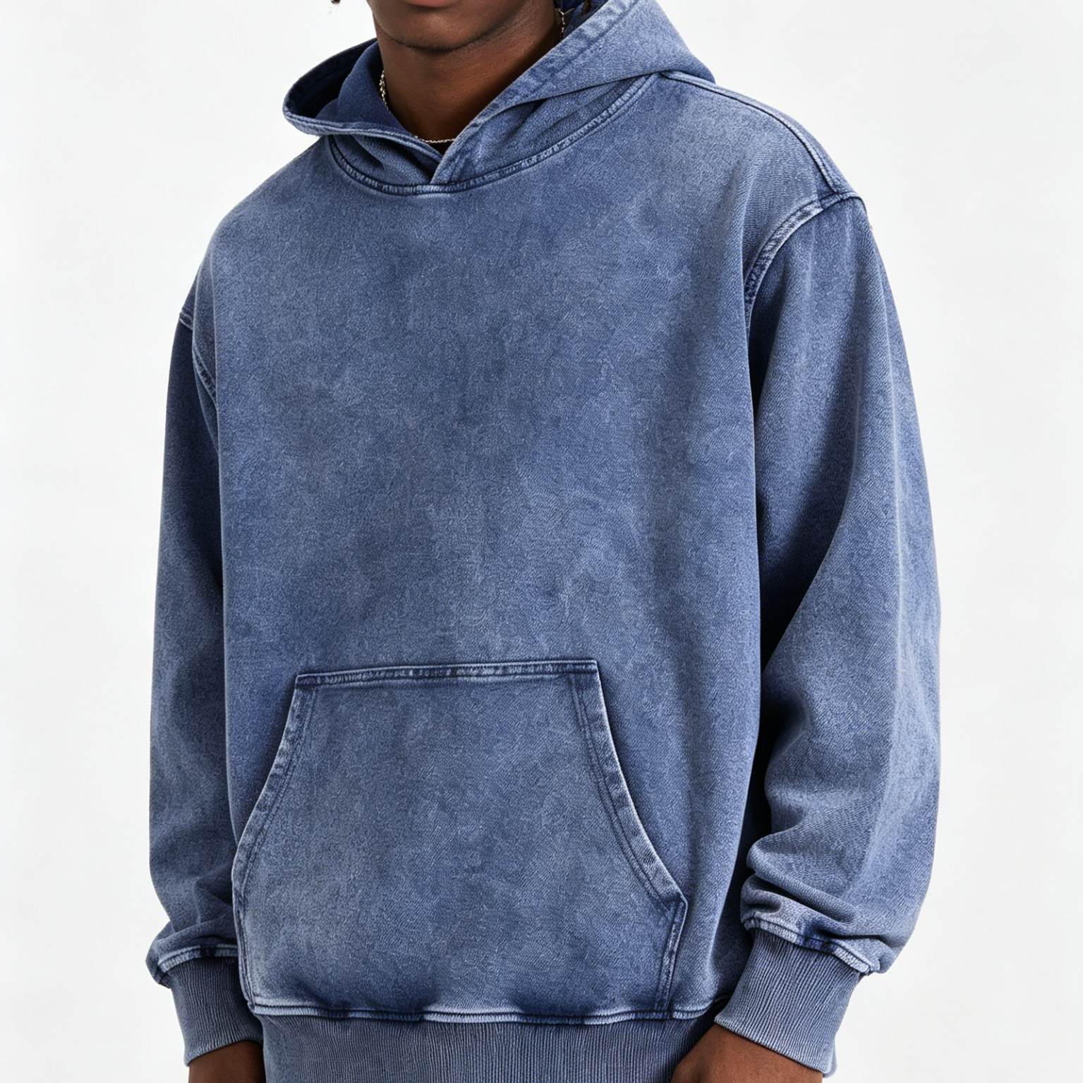 380g Heavyweight Stone Wash Hoodies Vintage Street Washed Denim Hoodie For Fall Winter