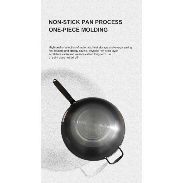 Minimalist Style Non Stick Honeycomb 34cm Pure Iron Frying Wok Sustainable and Durable