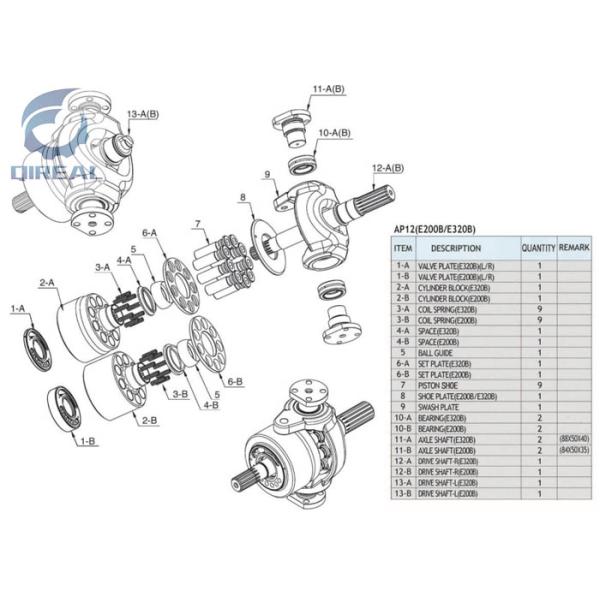 E200B E320B Excavator AP12 Pump Piston Pump Hydraulic Repair Kit Spare Parts