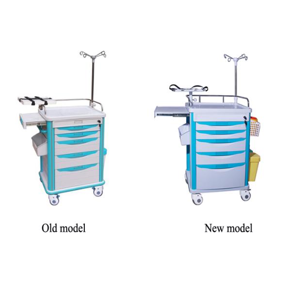 Updated Model Emergency Cart  ABS Plastic Medical Trolley With Drawers IV Pole  (ALS-ET118N)