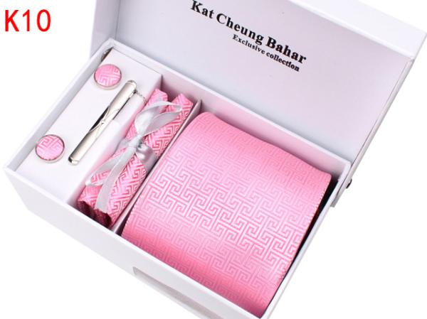 Mens silk check necktie set with gift box