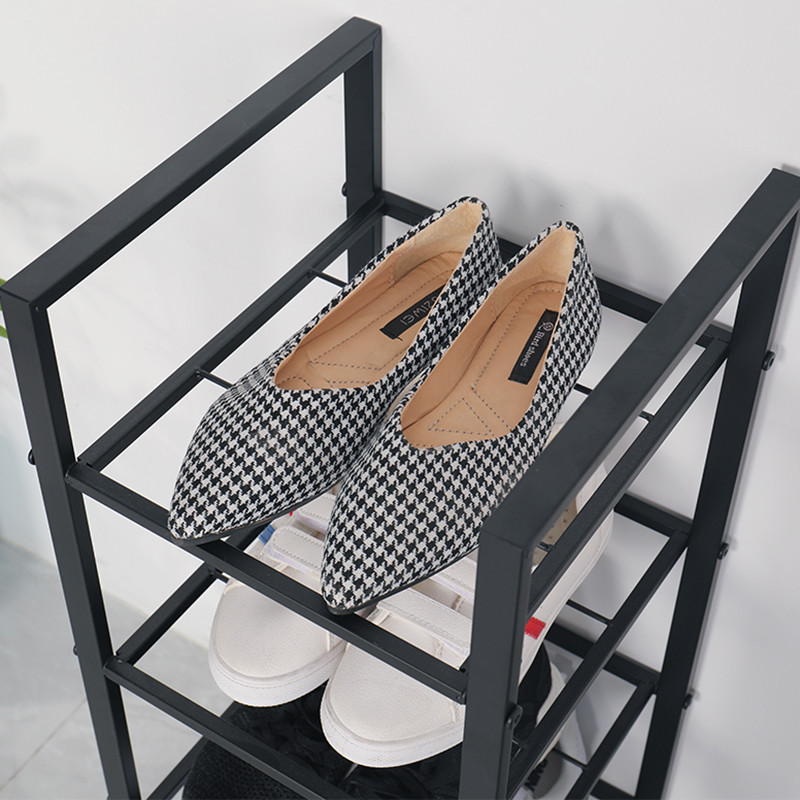 NO Folded 4 Tiers Dust Proof Shoe Rack Organizer for Home Stainless Steel Metal Design
