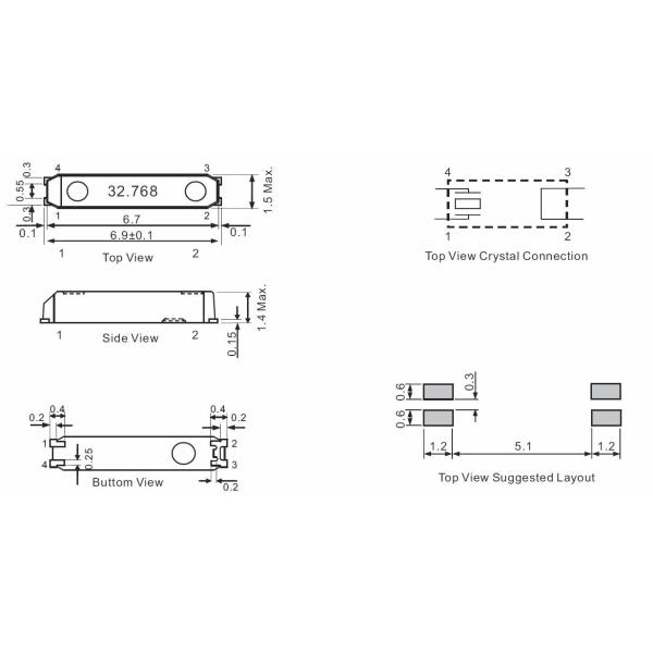 Устойчивый 7M 32.768KHZ SJK SMD 7015 Тюнинг-Форк Кристаллов Серия Грузоподъемность Cl 12.5pF