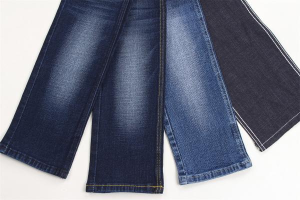 Tissu denim extensible spécial Dobby tissé croisé avec effet de fausses côtes, 190 cm
