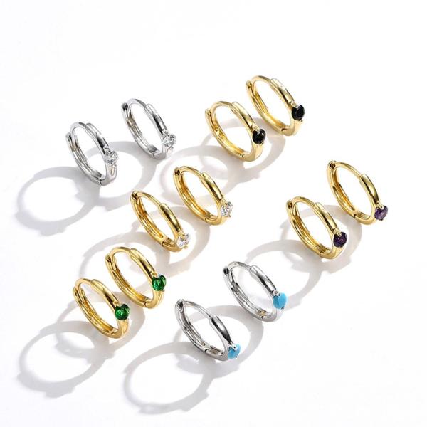 ODM серег CZ партии серег обруча золота нержавеющей стали 1.6g 1.5x0.3cm реальный серебряный