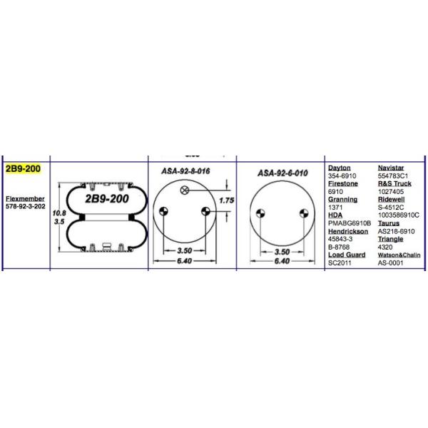 Goodyear Air Spring 2B9-200 Original Rubber Air Spring Double Bellows 578923202 Refer to W01-358-6910