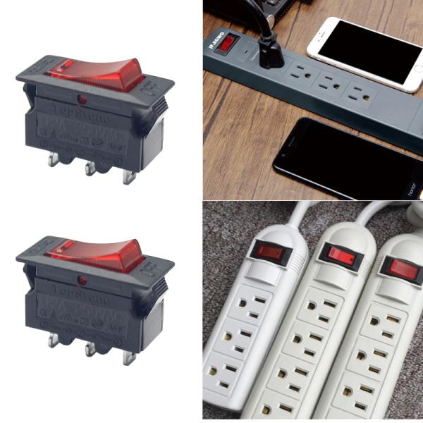Overload Protection ON OFF Button 2 3 Pin LED Light Rocker Power Switch
