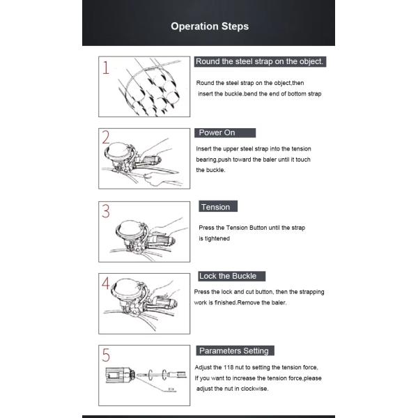 Handheld Combination Pneumatic 16mm 19mm Steel Strap Buckled Strapping Machine with 460*250*160MM Packing Type Wooden Box