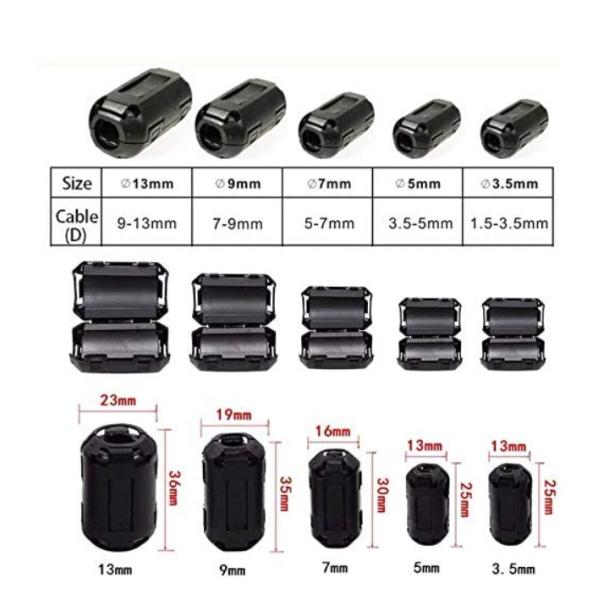 100 кГц Черный ферритный зажим для подавления шума Weiaipu Широкий температурный диапазон Коммерческий класс