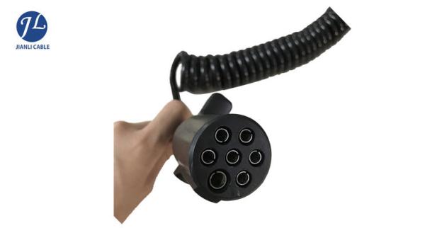7 Pin Curly Retractable Coil Cable For Vehicle Reversing Camera System 4 Meters