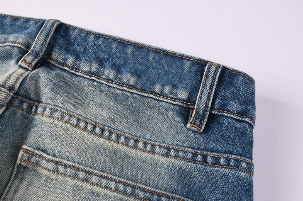 Lyocell Blend Lightweight Summer Denim Pants Elastic Waist Drawstring Denim Pants Wide