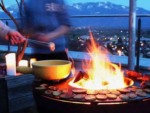 Outdoor Patio BBQ Fire Pit Grill Table Corten Steel Pre Rusted