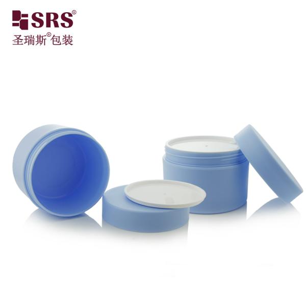 SRSJK-150g Matte bleu PP Pot en plastique à double paroi recyclé pour emballage de soins capillaires