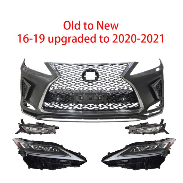 Upgrade Body Kit RX350 Car Bumpers for Lexus Rx 2016-2019 Upgrade 2021 Body Kit Include Grille and 3 Lens Led Headlight