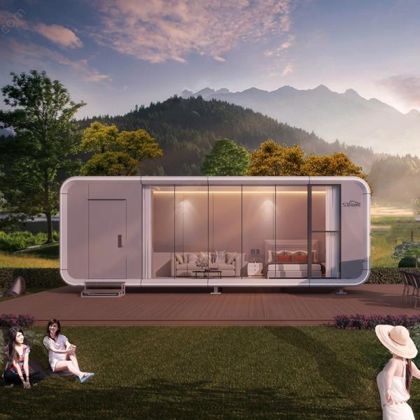 Customized size 20ft/40ft prefab modular houses tiny homes cabin office portable home pod apple cabin mobile house