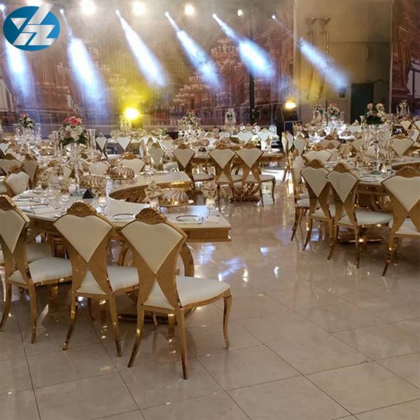 Foshan Modern White Chivalry Novel Wedding Chair Stainless Steel Banquet Hotel Furniture