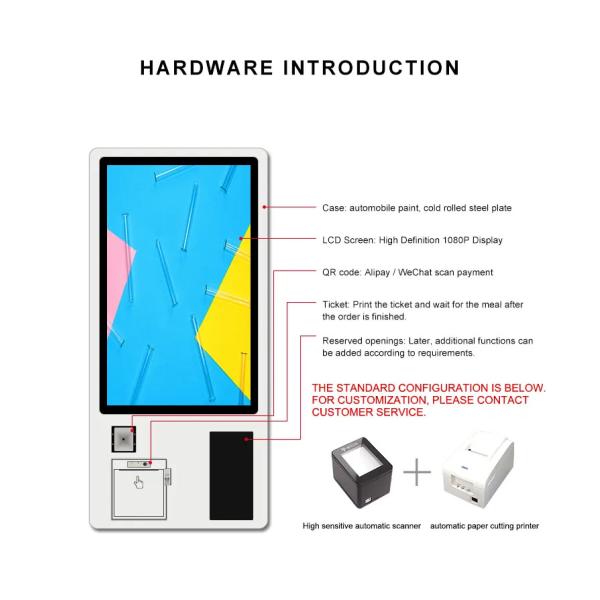 Горячая продажа киоск заказа обслуживания собственной личности еды 27 дюймов умный для терминала обслуживания собственной личности заказа
