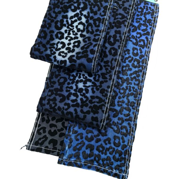 Black Leopard Print Twill Style Denim Fabric 70%Cotton Dark Blue For Jacket Or Jeans