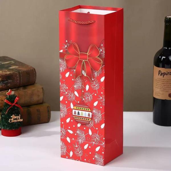 Customized Paper Bags Printed with Your Own logo Christmas Paper Gift Bags for Wine Packaging