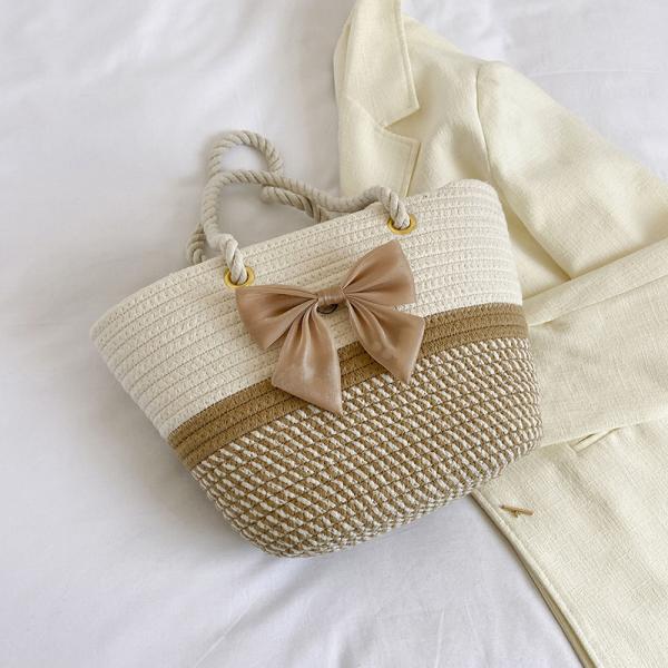 Crochet Raffia Knot Handbags Summer Beach Straw Knot Bag Fashion Summer High Quality Ladies Crochet Raffia Straw Beach Bag Tote Bag Striped Big Hand Bags