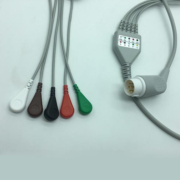 8 Pin PH Ecg Cable / Clip , Monitor Connector Reusable ECG Lead Wires
