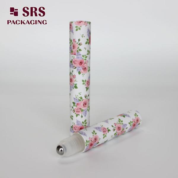 SRS empty cosmetic 15ml plastic roll on bottle with paper packaging