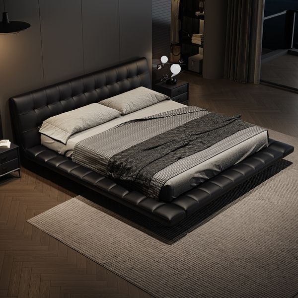 MOYI Leather Modern Double Design Wooden Queen Set Classic Luxury king Size Bed